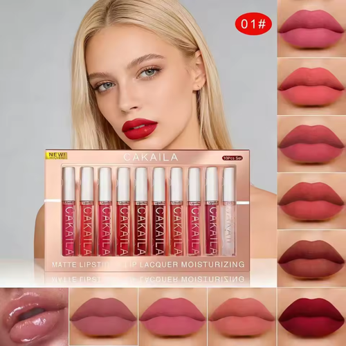 Matte Liquid Lipstick Lip Oil 10pc/set, Waterproof Velvet Lip Gloss Long Lasting Non-transfer Nude Red Pink Daily &Party Makeup